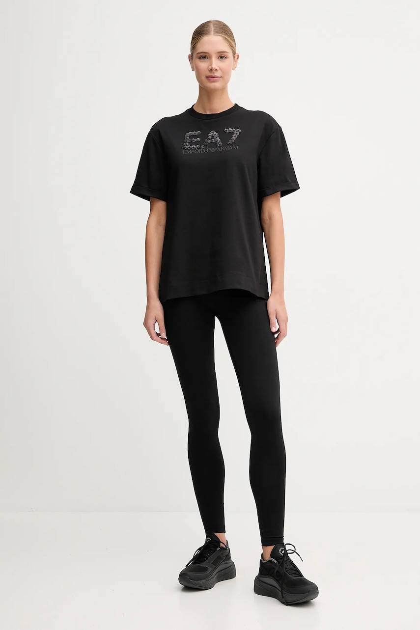 Хлопковая футболка EA7 Emporio Armani цвет чёрный AF12957.7W000540 Хлопковая футболка EA7 Emporio Armani цвет чёрный AF12957.7W000540