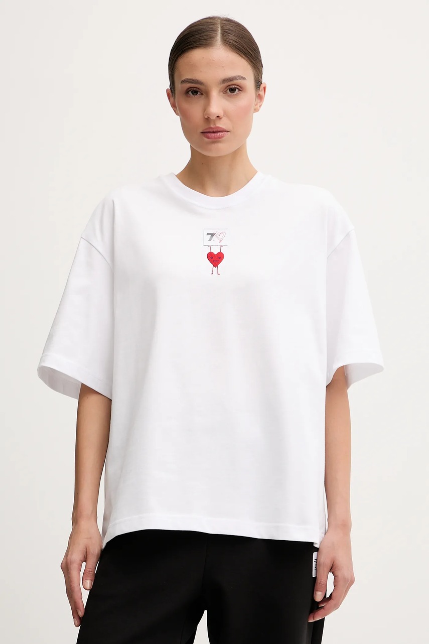 Levně Bavlněné tričko EA7 Emporio Armani dámské, bílá barva, AF12957.7X000036