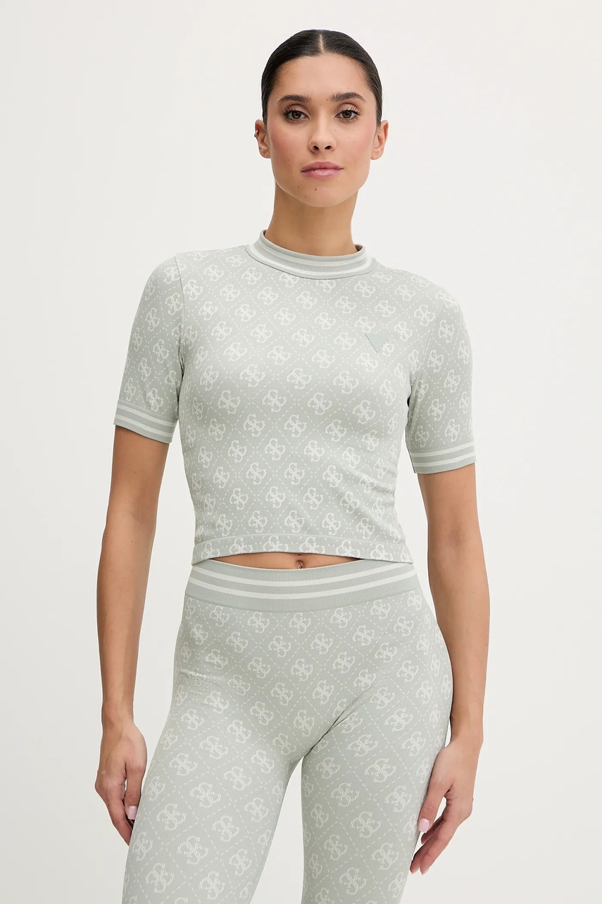 Levně Tričko Guess RHOMBUS dámské, zelená barva, V5BP07 K2000