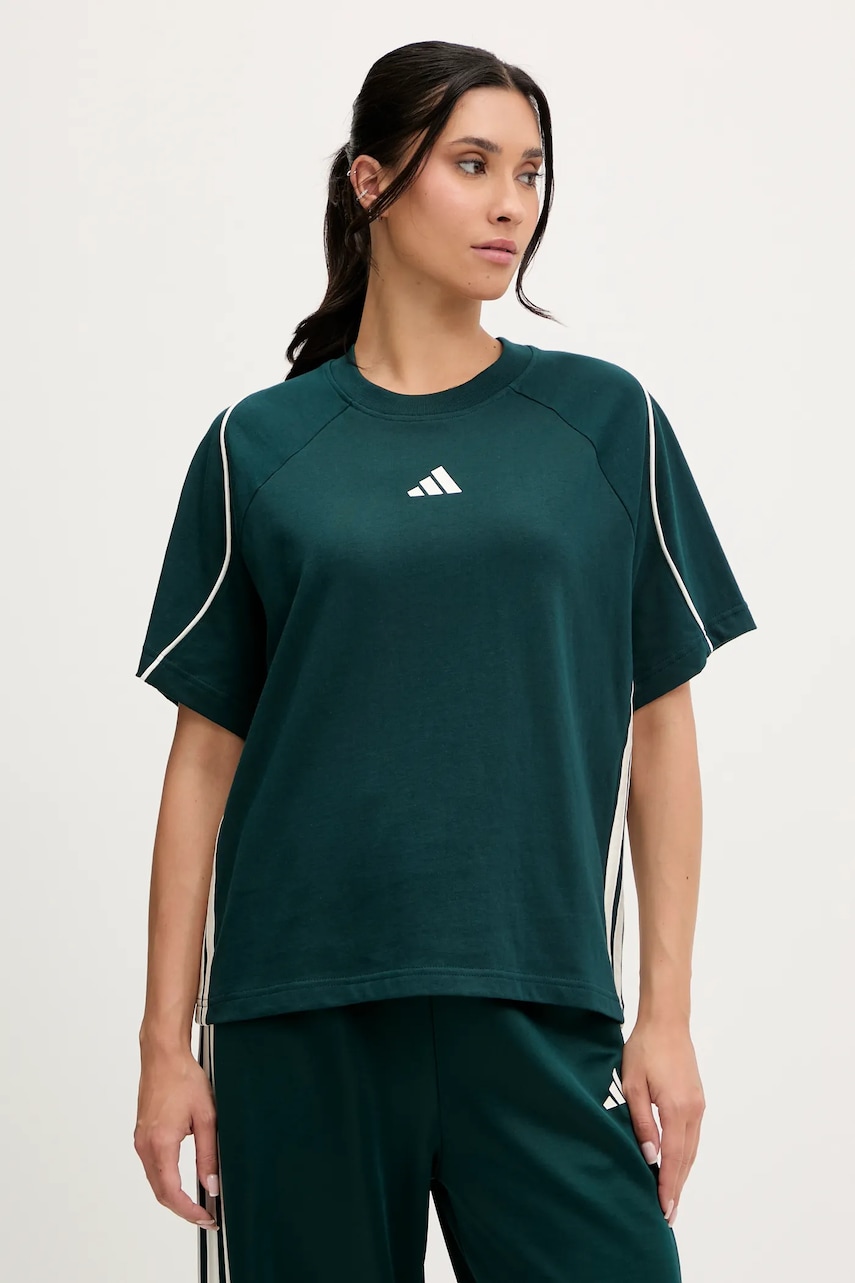 adidas tricou din bumbac Stadium culoarea verde, JW0449