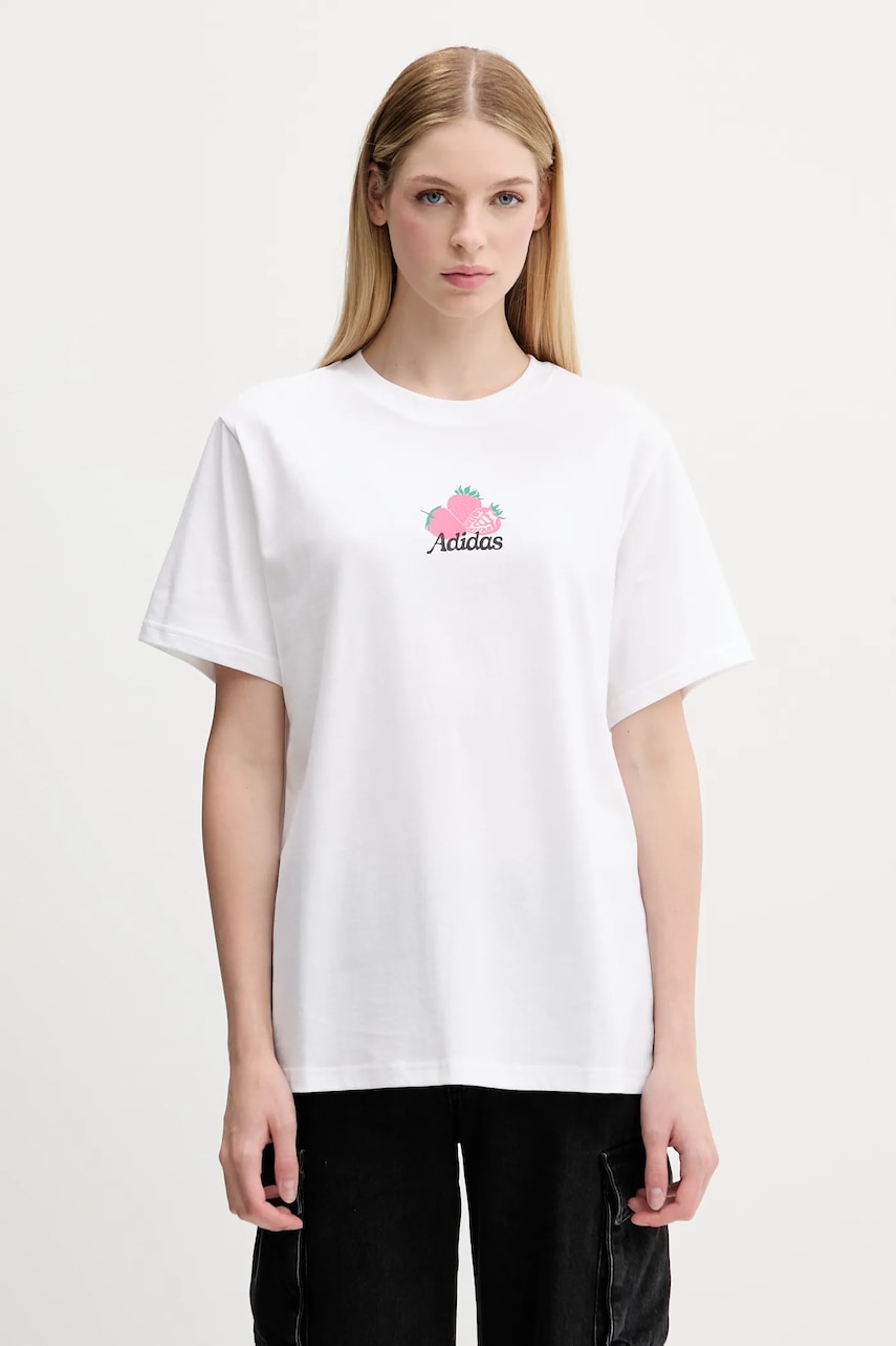 adidas tricou din bumbac FARMMKT culoarea alb, KC2325