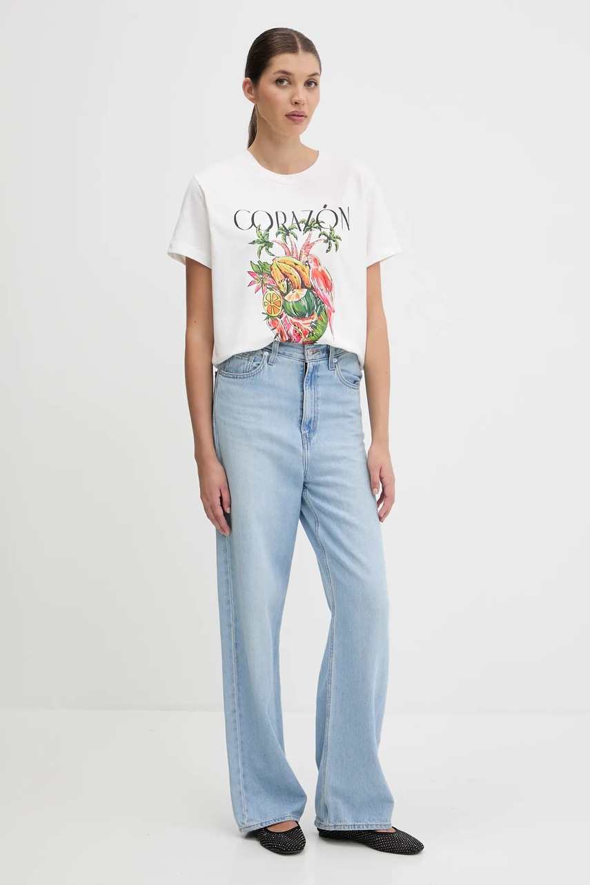 Хлопковая футболка Farm Rio цвет белый 336505