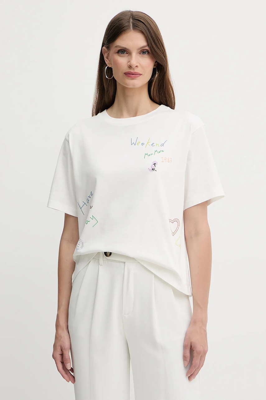Weekend Max Mara tricou din bumbac culoarea alb, 2525976051600