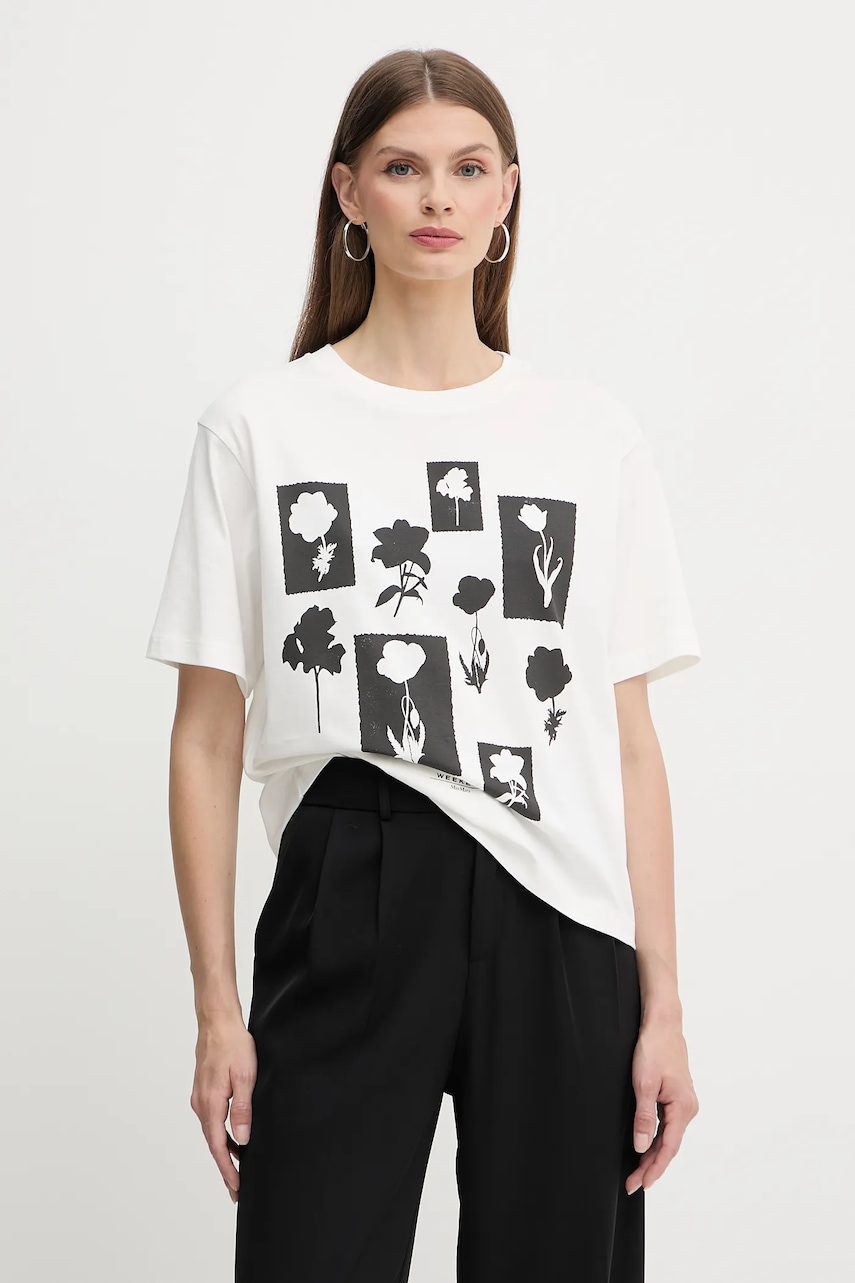Weekend Max Mara tricou din bumbac culoarea alb, 2525976051600