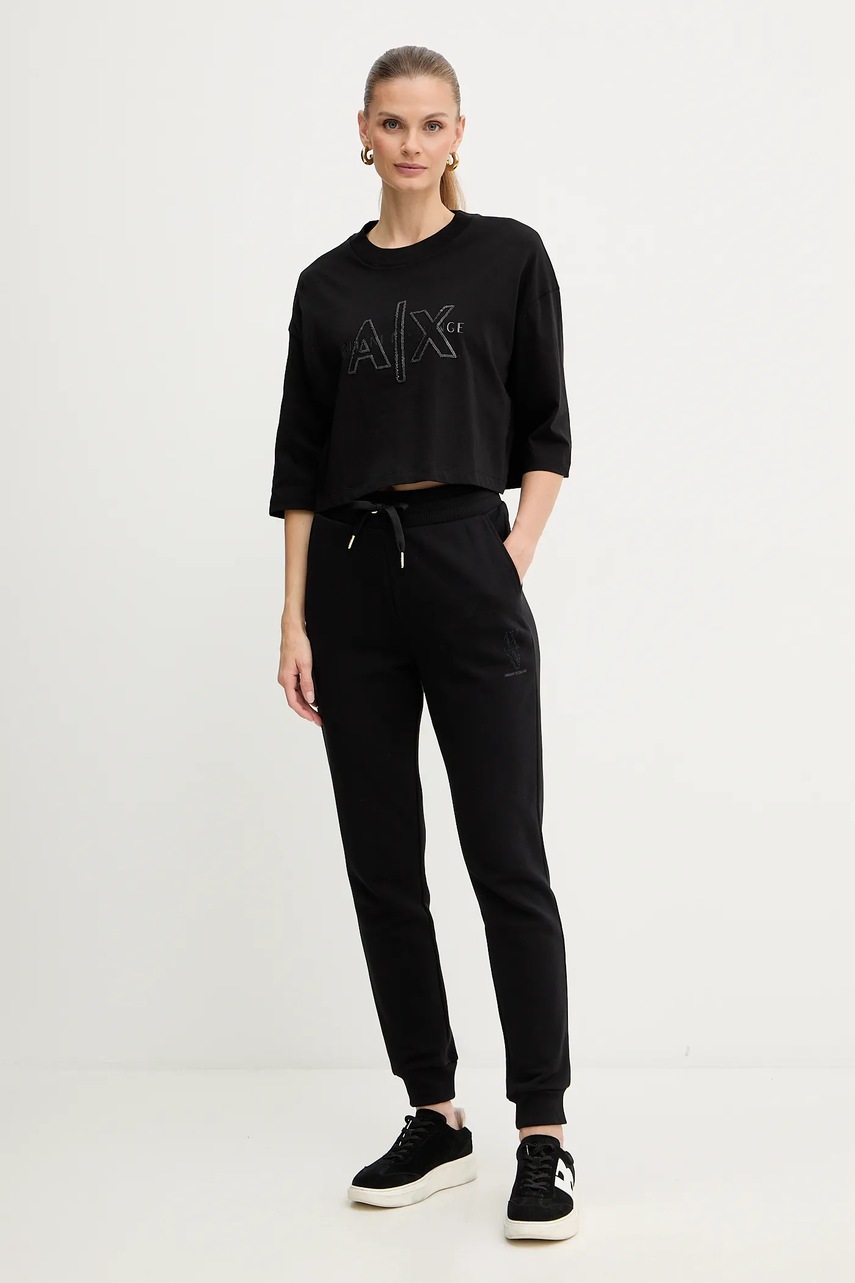 Хлопковая футболка Armani Exchange цвет чёрный XW001080 AF10356 Хлопковая футболка Armani Exchange цвет чёрный XW001080 AF10356