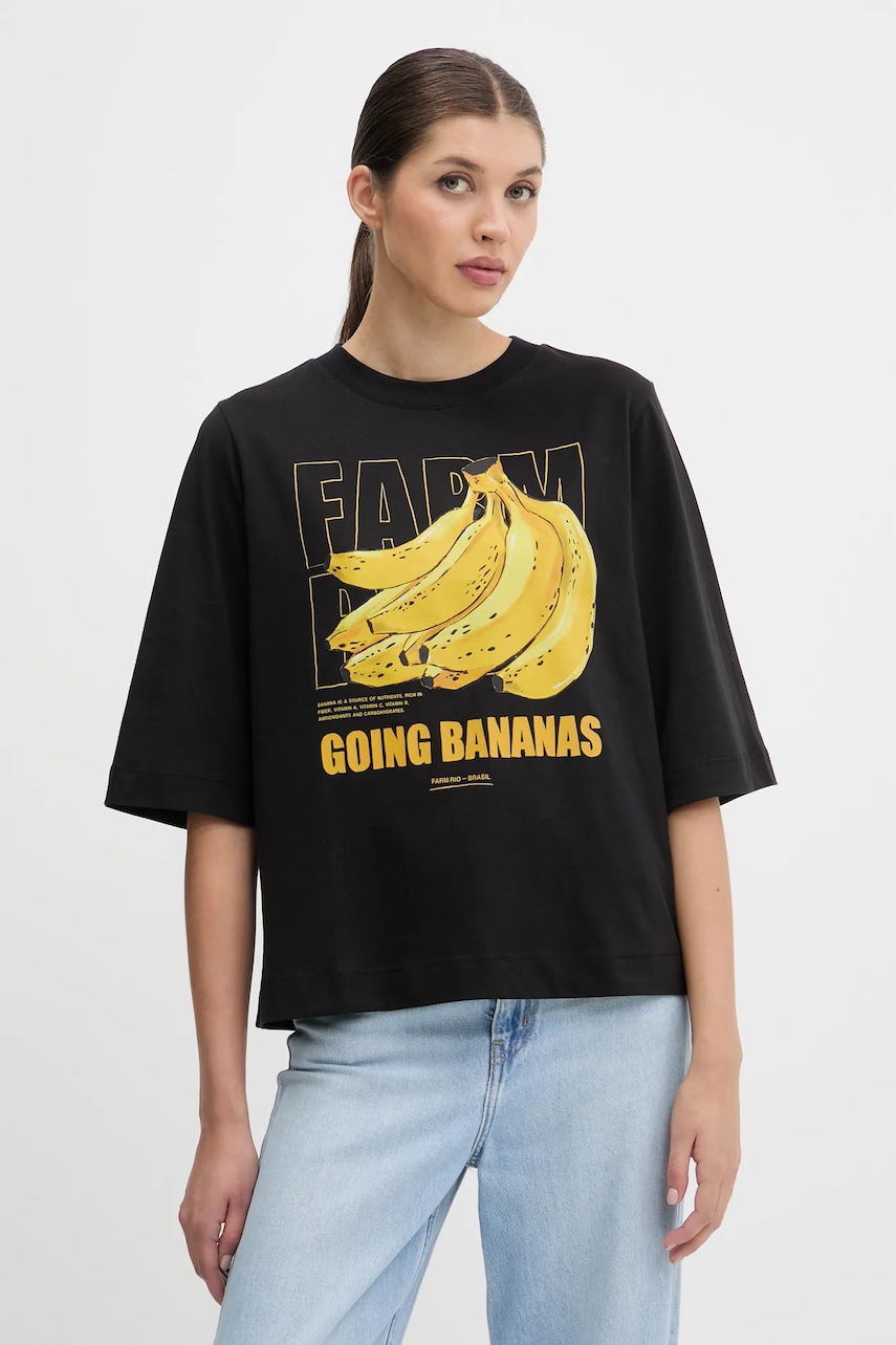 Farm Rio tricou din bumbac culoarea negru, 336499