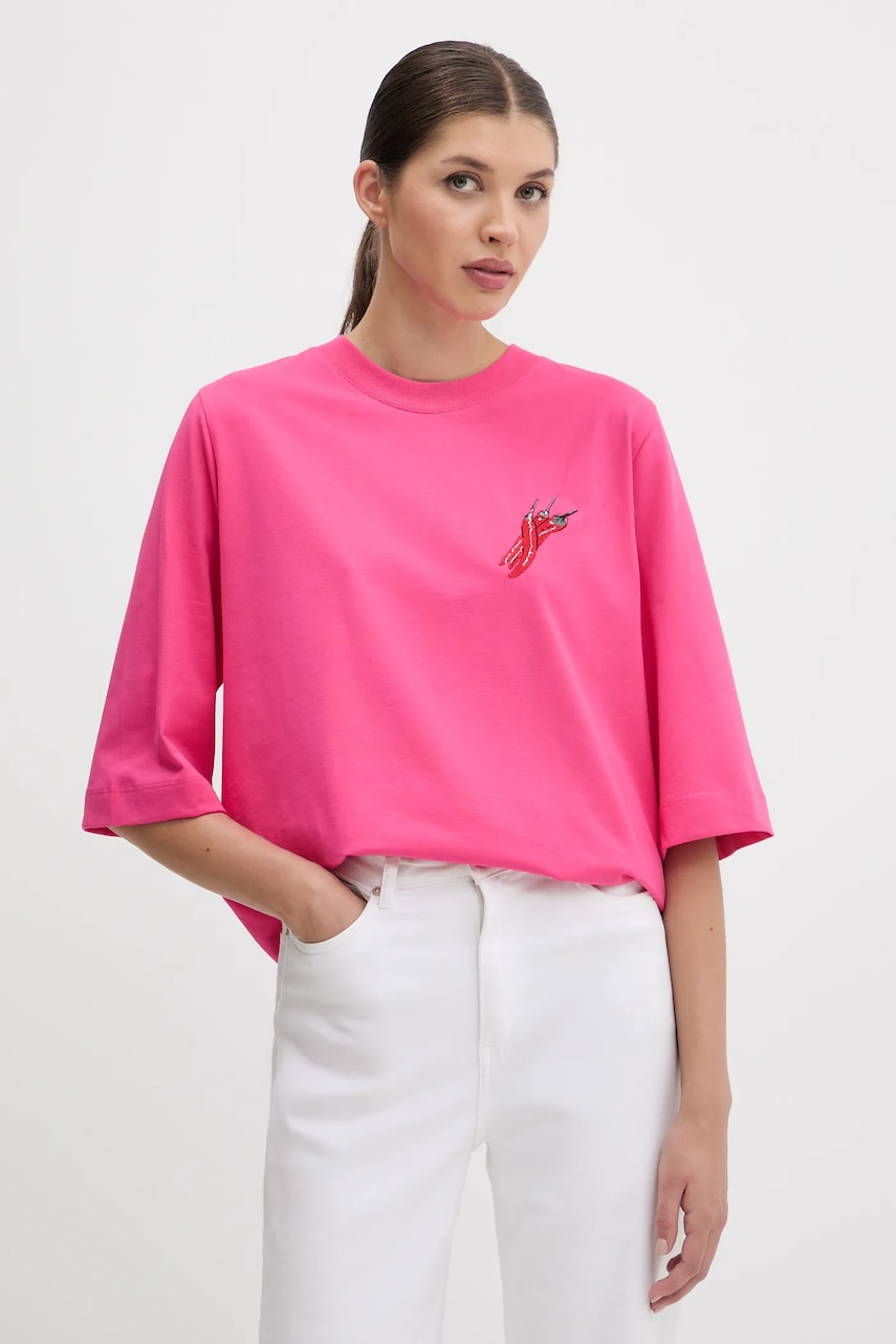 Farm Rio tricou din bumbac culoarea roz, 336501
