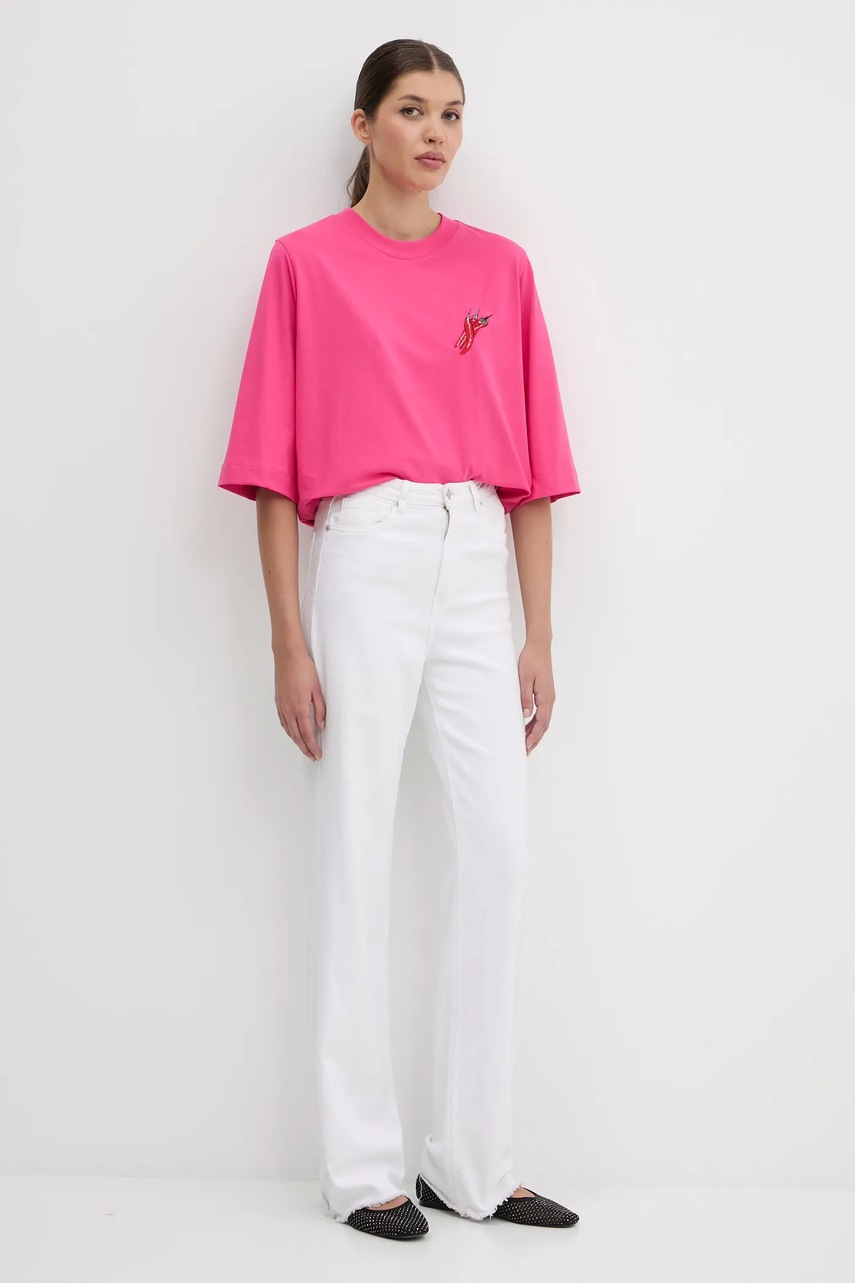 Хлопковая футболка Farm Rio цвет розовый 336501