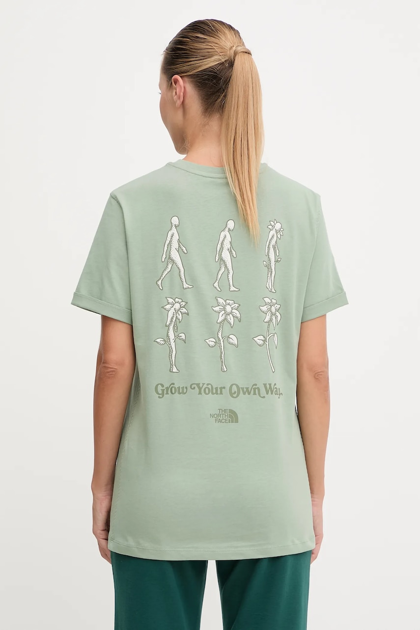 The North Face tricou din bumbac Connect Relaxed culoarea verde, NF0A8E41BQ11