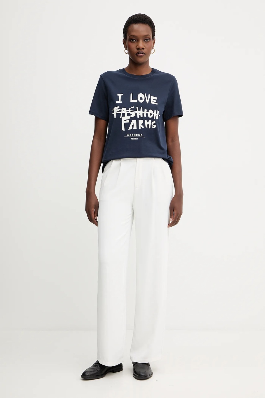 Хлопковая футболка Weekend Max Mara CLOWN цвет синий 2525976012600