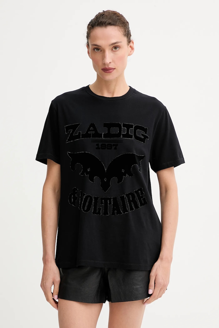 ZADIG&VOLTAIRE tricou din bumbac culoarea negru, JWTS02826