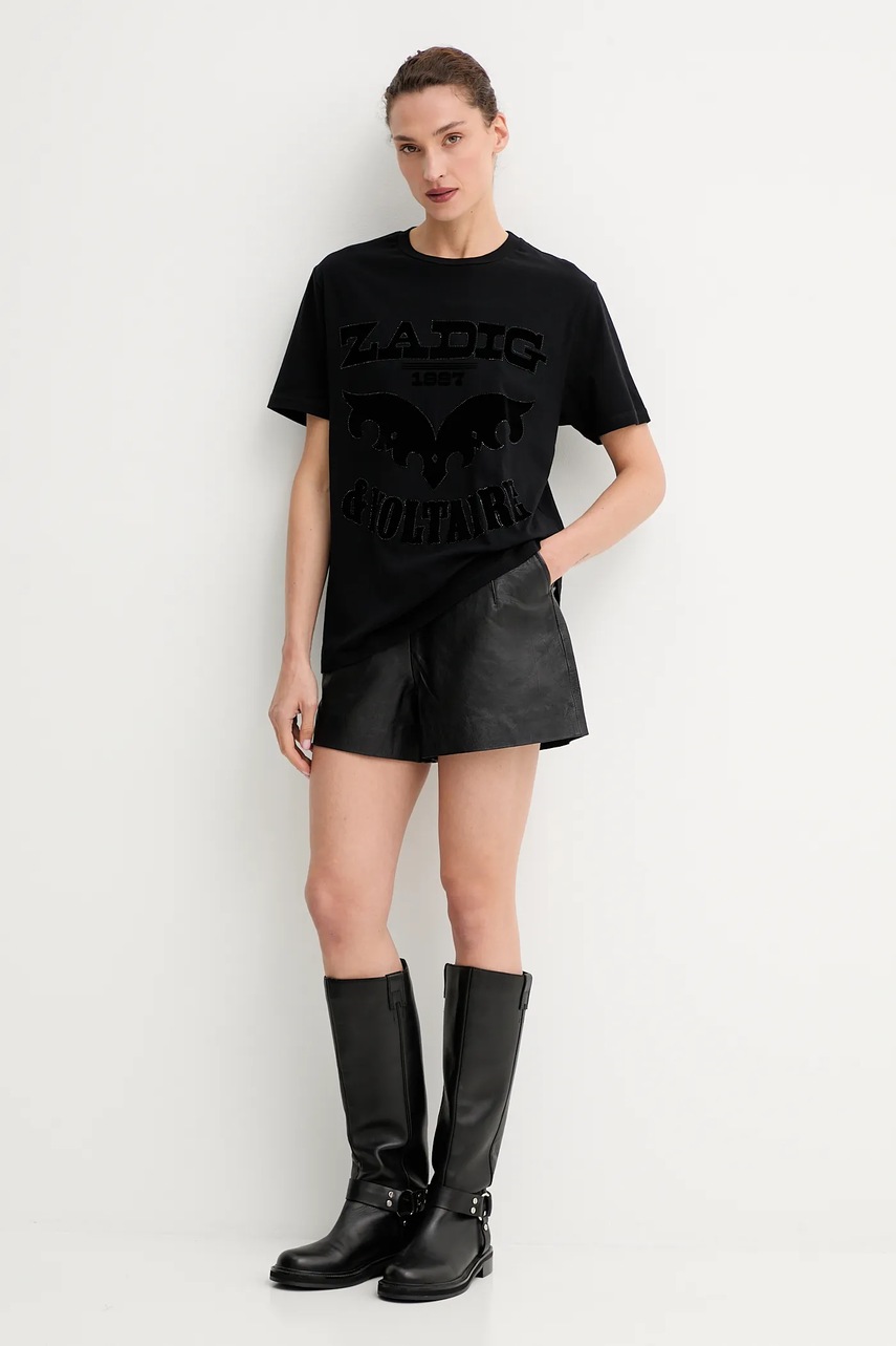 Хлопковая футболка ZADIG&VOLTAIRE цвет чёрный JWTS02826