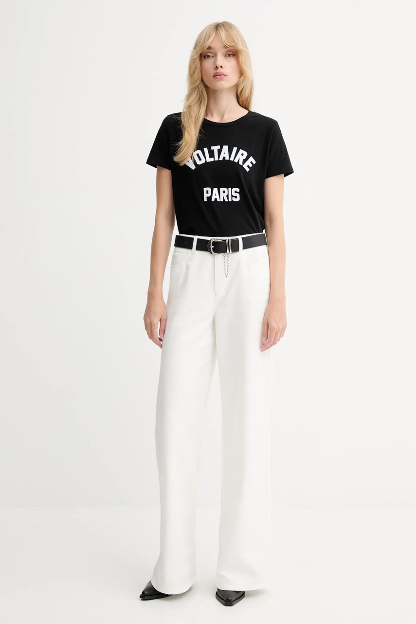 Хлопковая футболка ZADIG&VOLTAIRE цвет чёрный JWTS02837 Хлопковая футболка ZADIG&VOLTAIRE цвет чёрный JWTS02837