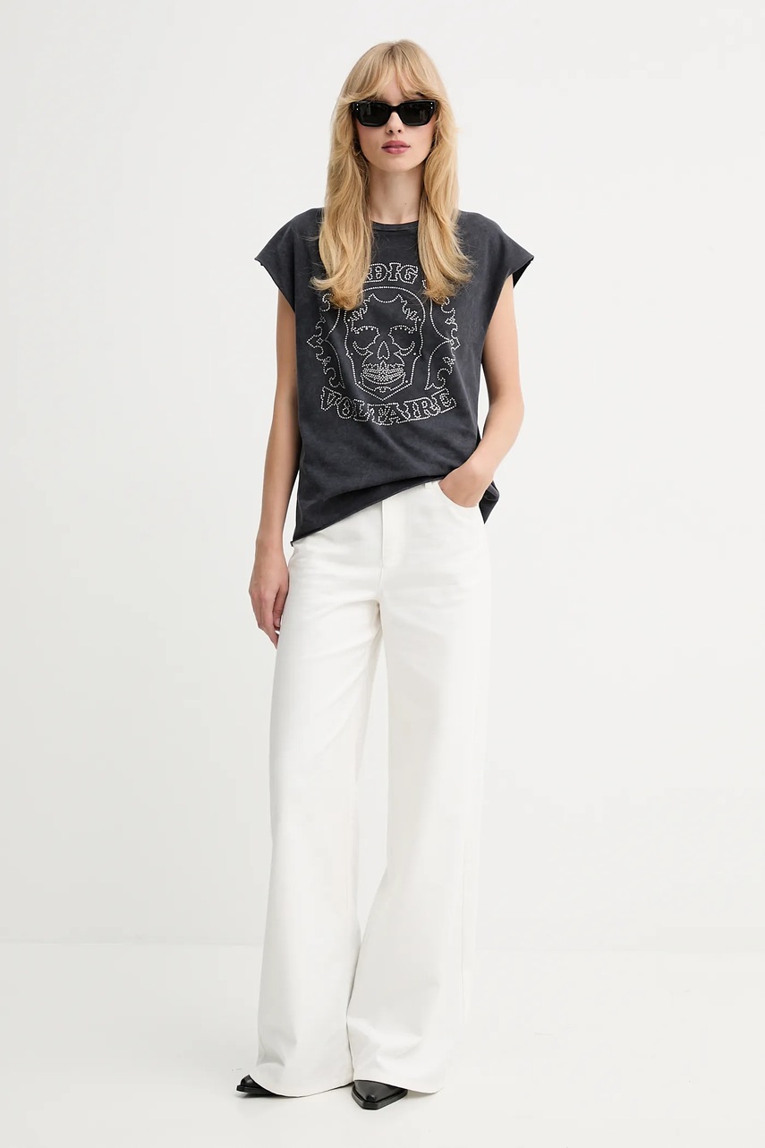 Хлопковая футболка ZADIG&VOLTAIRE цвет серый JWTT01275