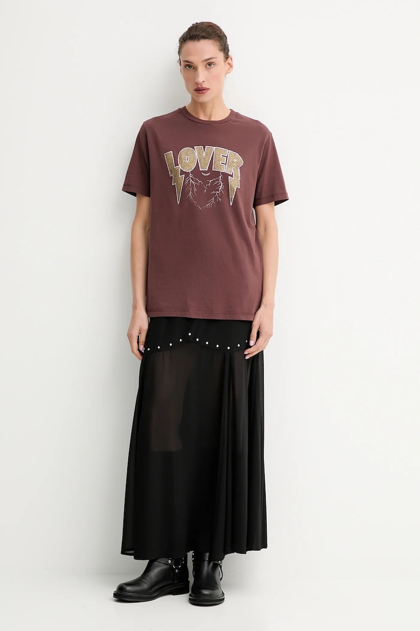 Хлопковая футболка ZADIG&VOLTAIRE цвет коричневый JWTS02814 Хлопковая футболка ZADIG&VOLTAIRE цвет коричневый JWTS02814