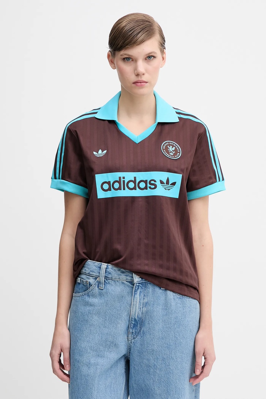 adidas Originals tricou Football Tee culoarea maro, JY3542