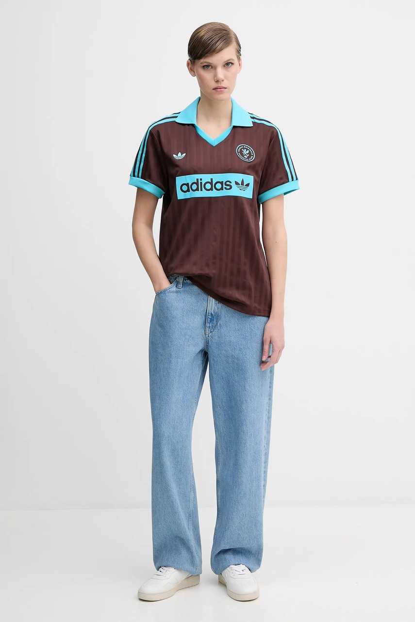 Футболка adidas Originals Football Tee цвет коричневый JY3542 Футболка adidas Originals Football Tee цвет коричневый JY3542