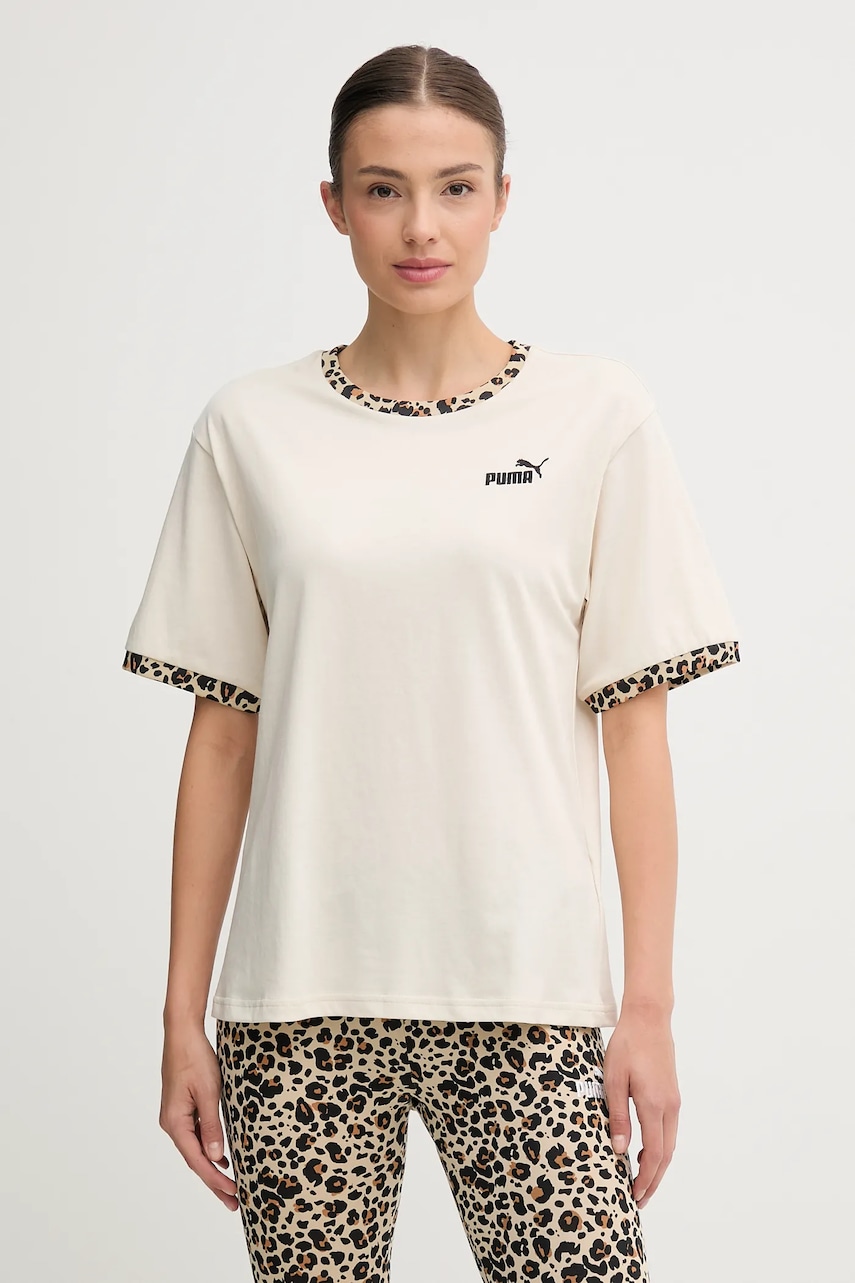 Puma tricou din bumbac culoarea bej, 688082