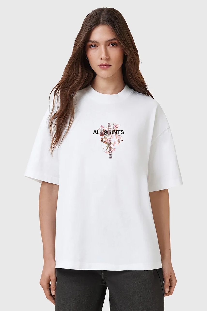 AllSaints tricou ETERNAL culoarea alb, W284JC