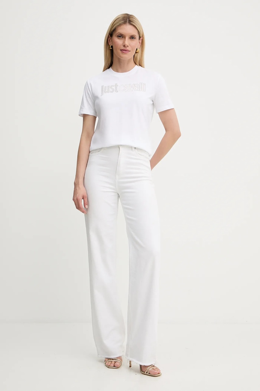 Хлопковая футболка Just Cavalli цвет белый 79PAHE23 CJ110