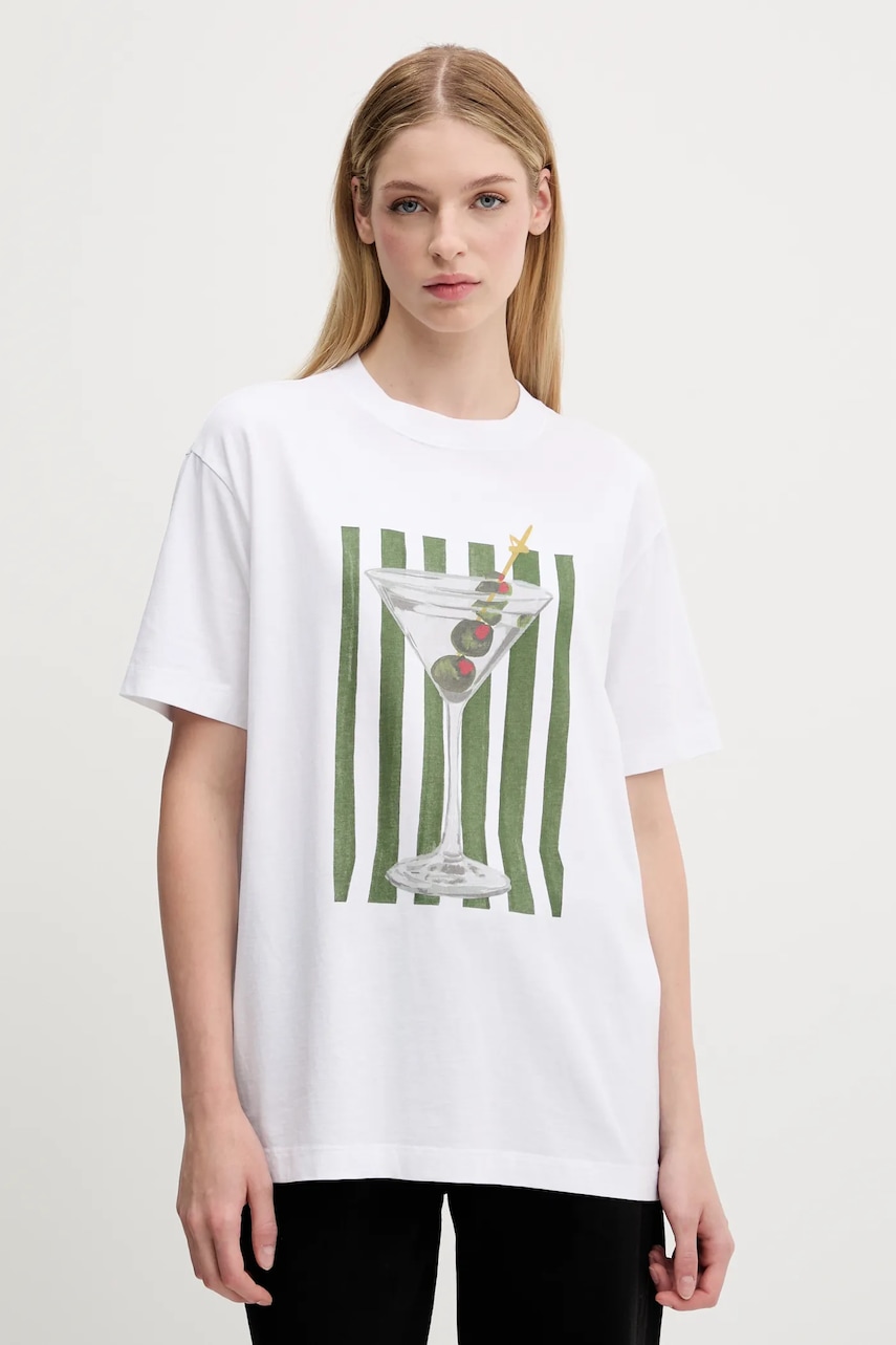 Abercrombie & Fitch tricou din bumbac culoarea alb, KI157-5346-100