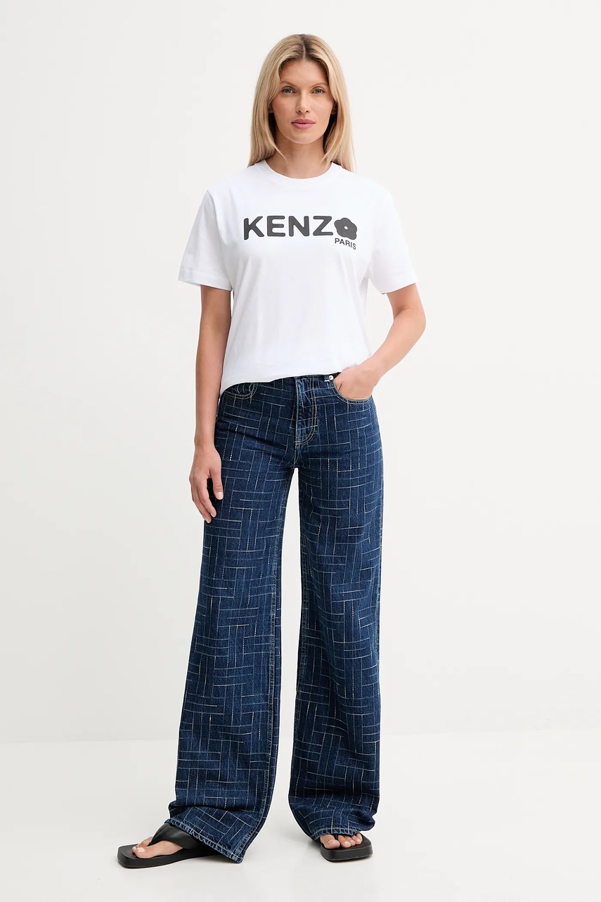 Хлопковая футболка Kenzo цвет белый FF52TS1574SO