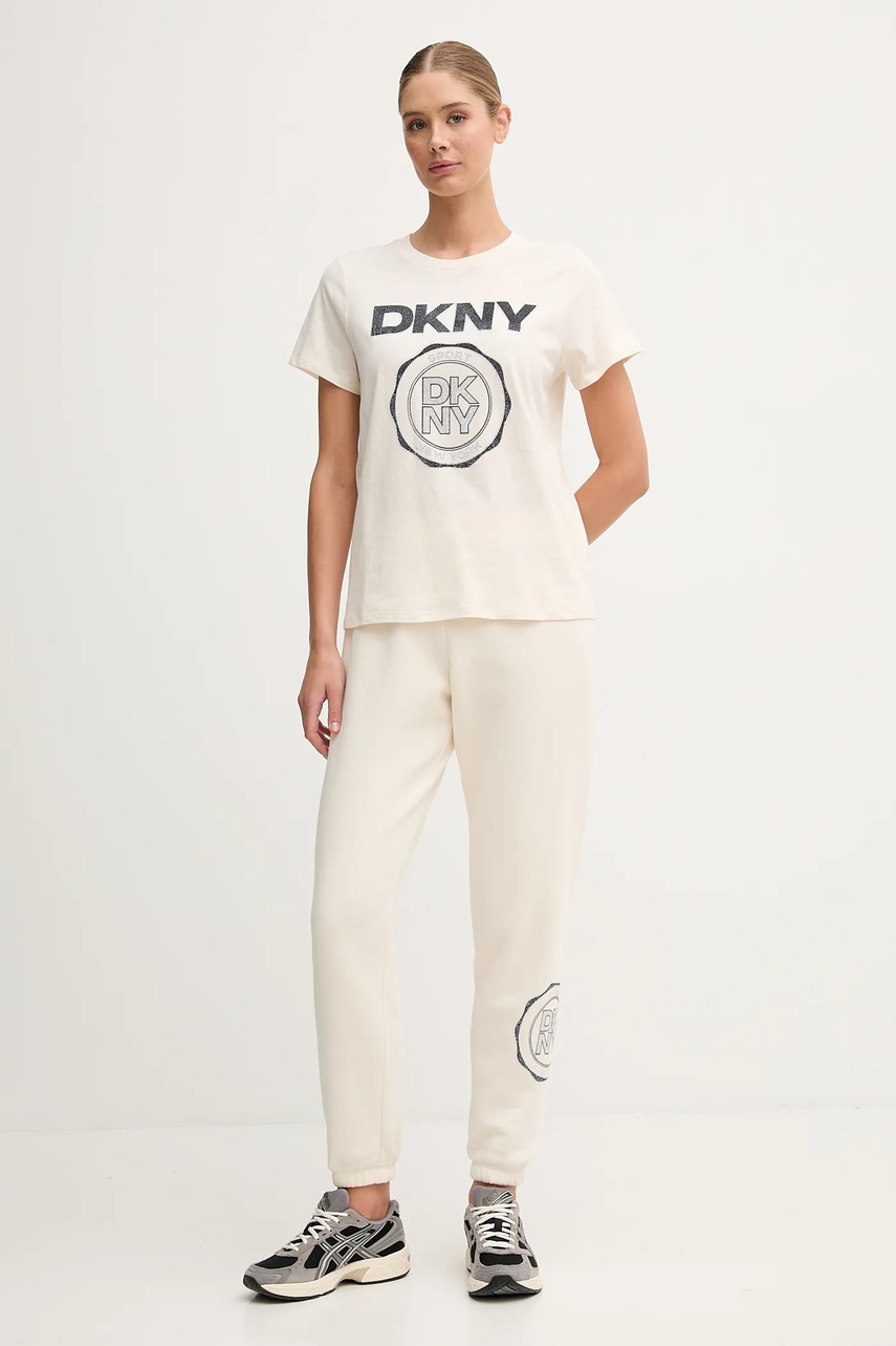 Хлопковая футболка Dkny цвет бежевый DP5T1366
