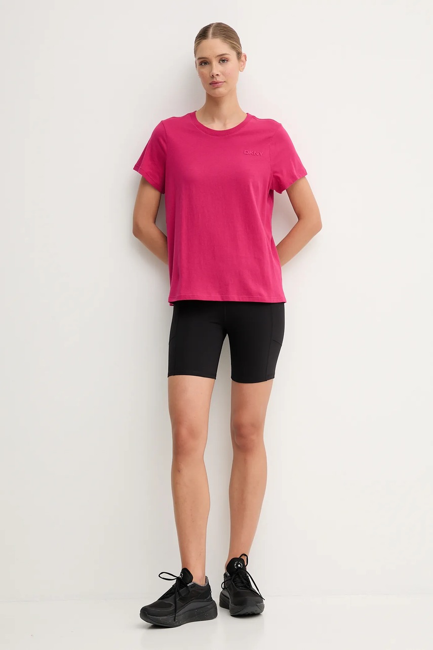 Хлопковая футболка Dkny цвет розовый DP5T1372