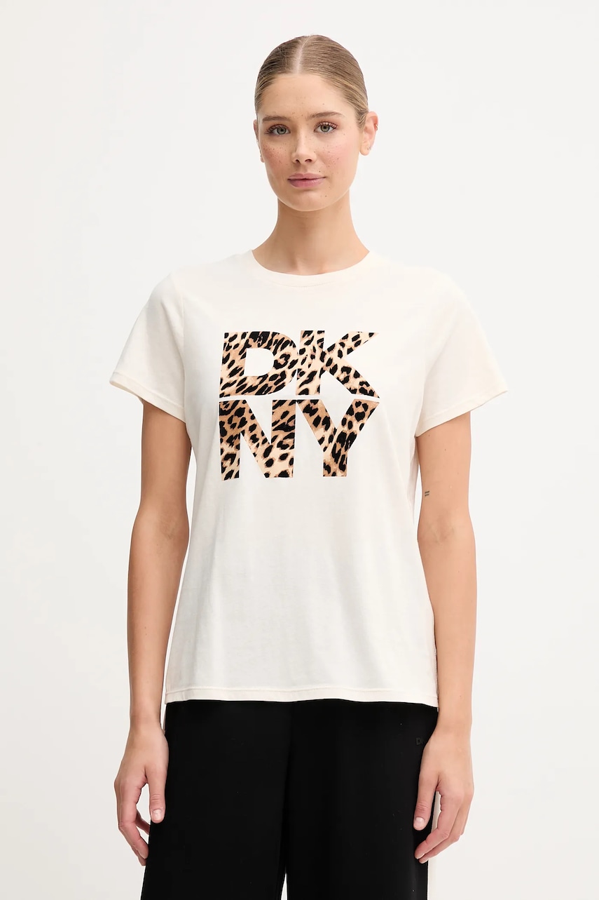 Dkny tricou din bumbac culoarea bej, DP5T1364
