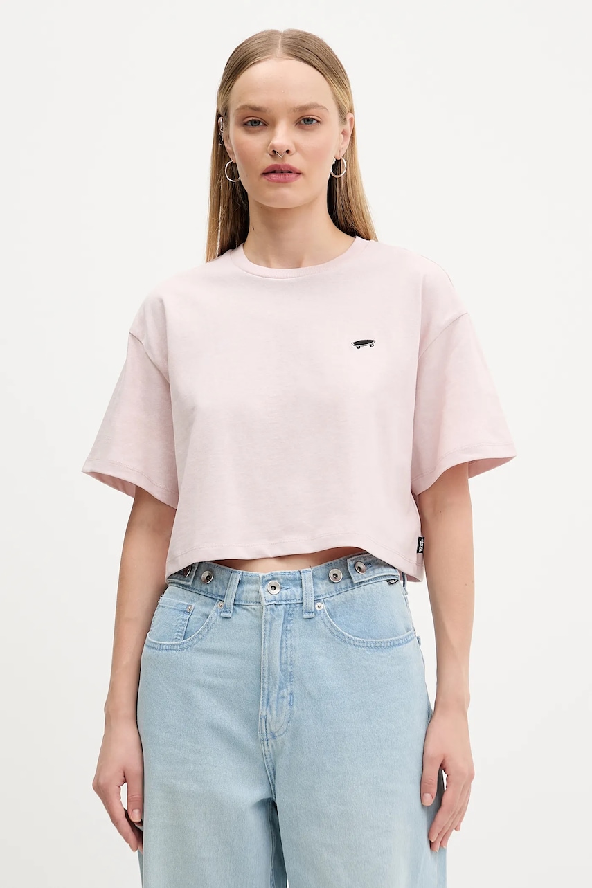 Vans tricou din bumbac culoarea roz, VN000P5QO3N1
