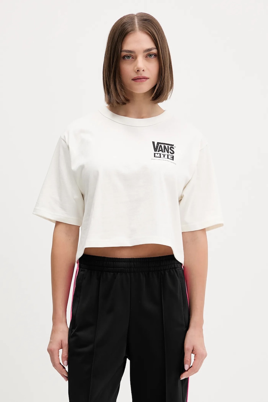 Vans tricou din bumbac culoarea bej, VN000PKAC9F1