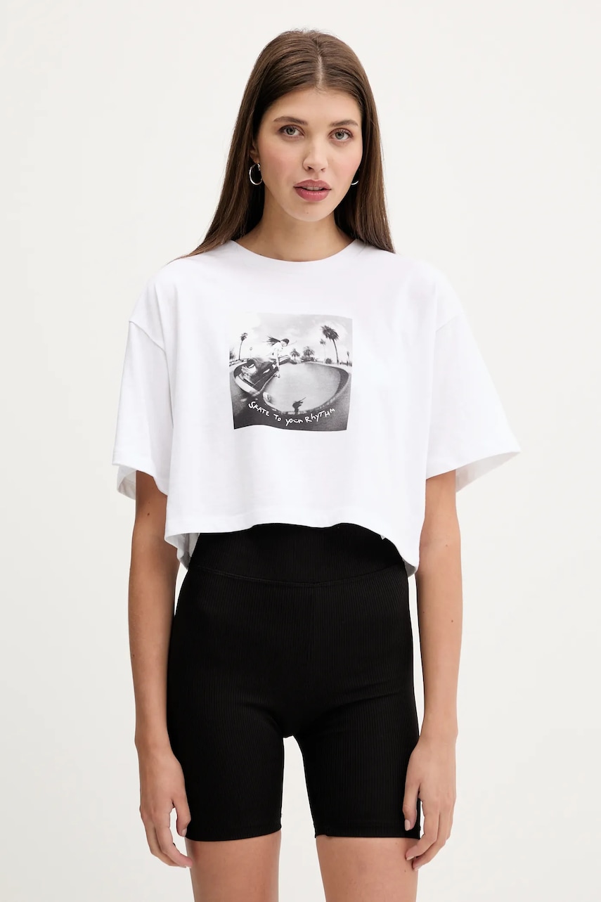 Vans tricou din bumbac culoarea alb, VN000RCHWHT1