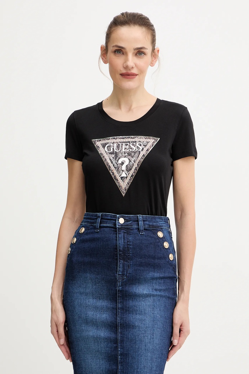 

Тениска Guess дамска в черно W5BI15 J1314, Черен