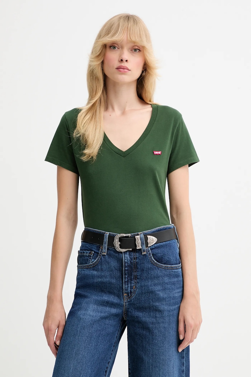 Levi's tricou din bumbac culoarea verde, A3170