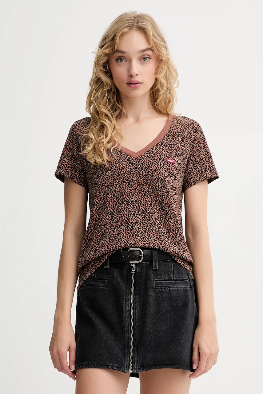 Levi\'s tricou din bumbac culoarea maro, A3170