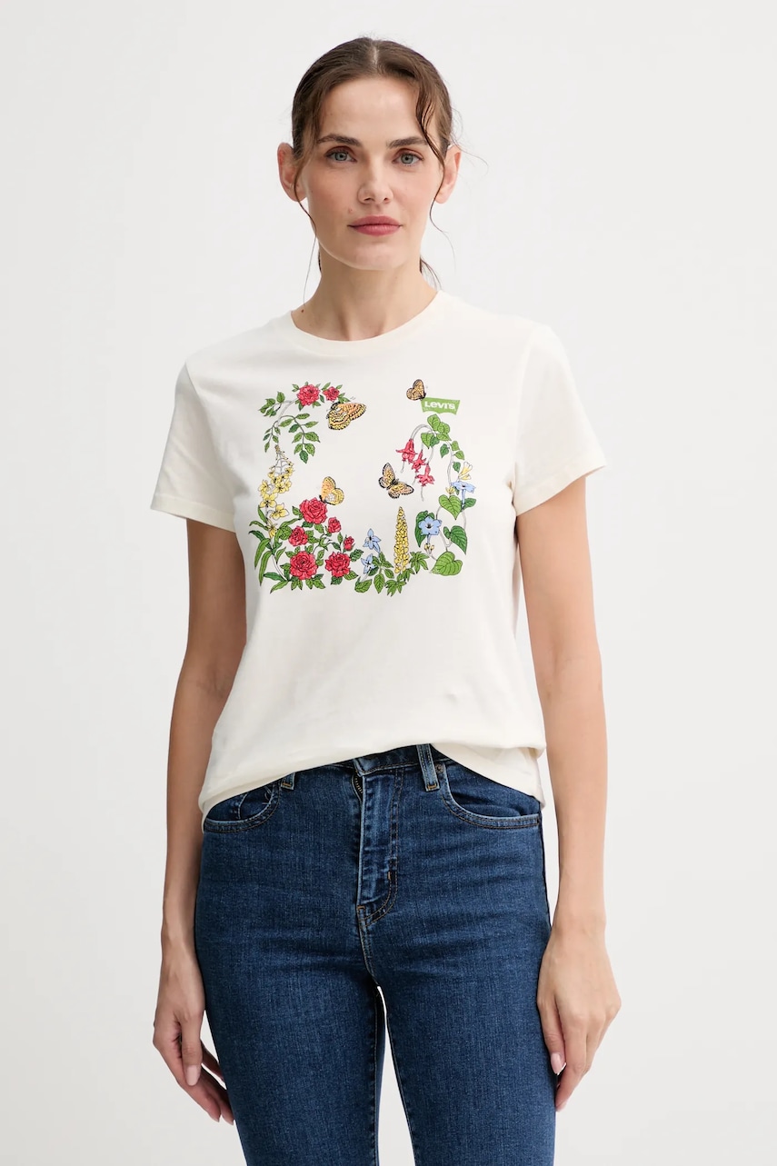 Levi's tricou din bumbac culoarea bej, 17369