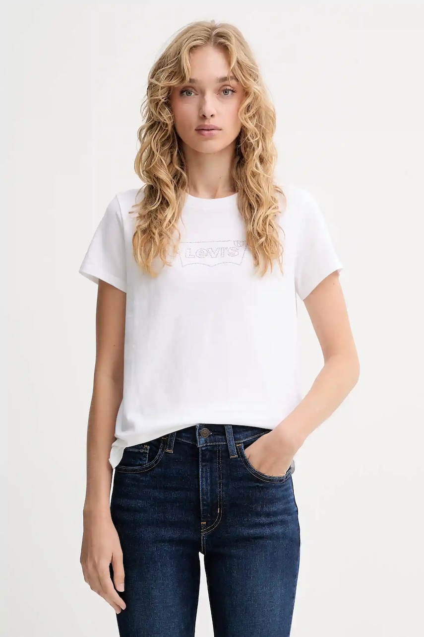 Levi's tricou din bumbac culoarea alb, 17369