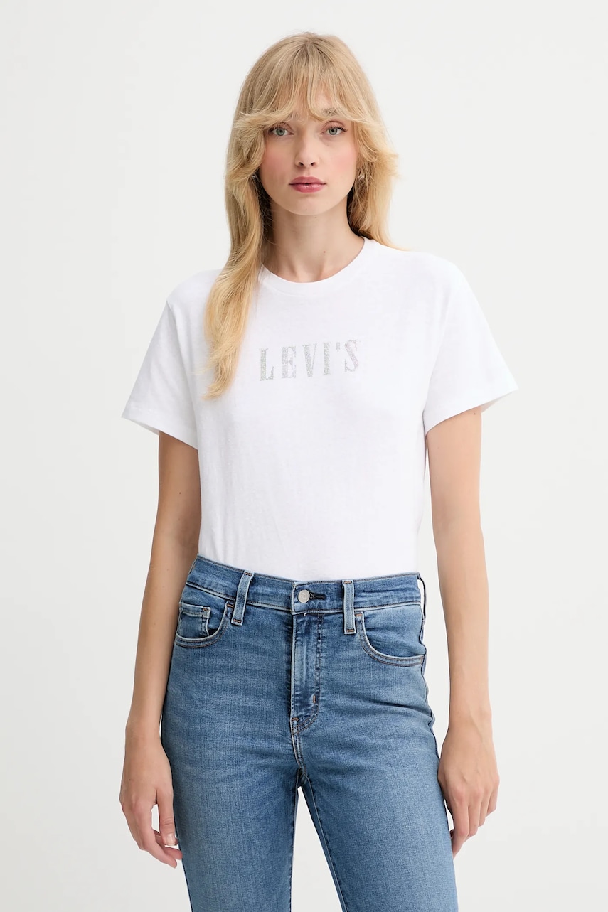 Levi's tricou din bumbac culoarea alb, A2226