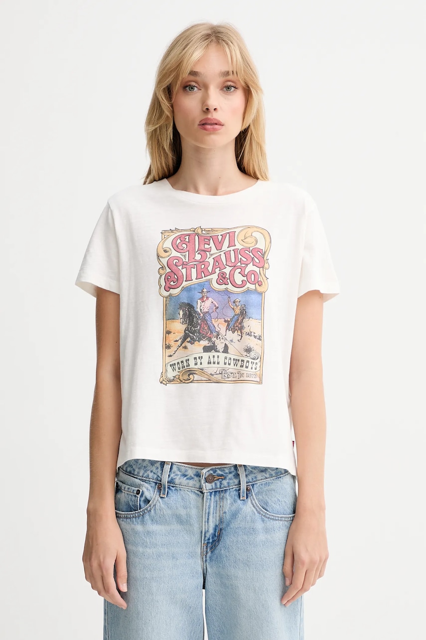 Levi\'s tricou din bumbac culoarea alb, A8804