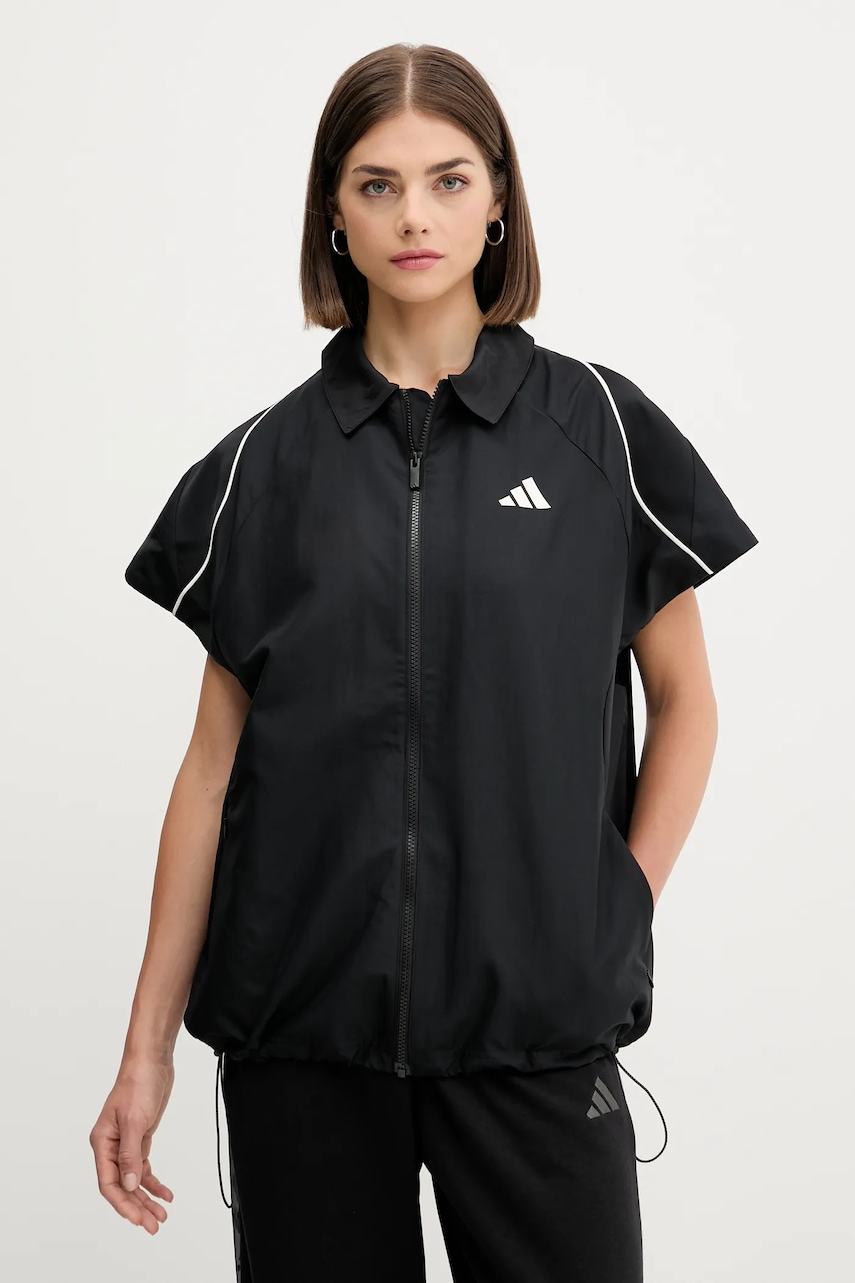 adidas cămașă Stadium culoarea negru, cu guler clasic, relaxed, JL6889
