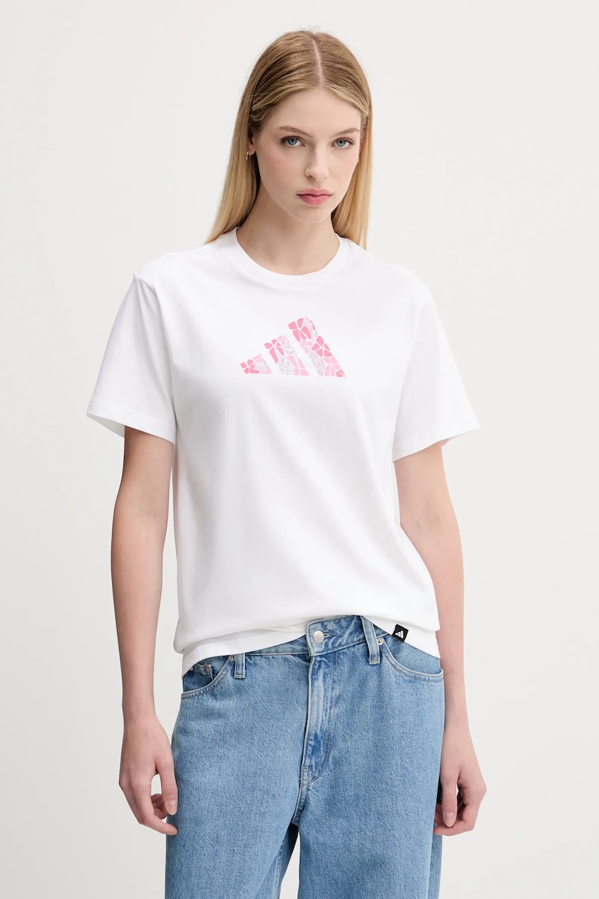 adidas tricou din bumbac culoarea alb, JV6085