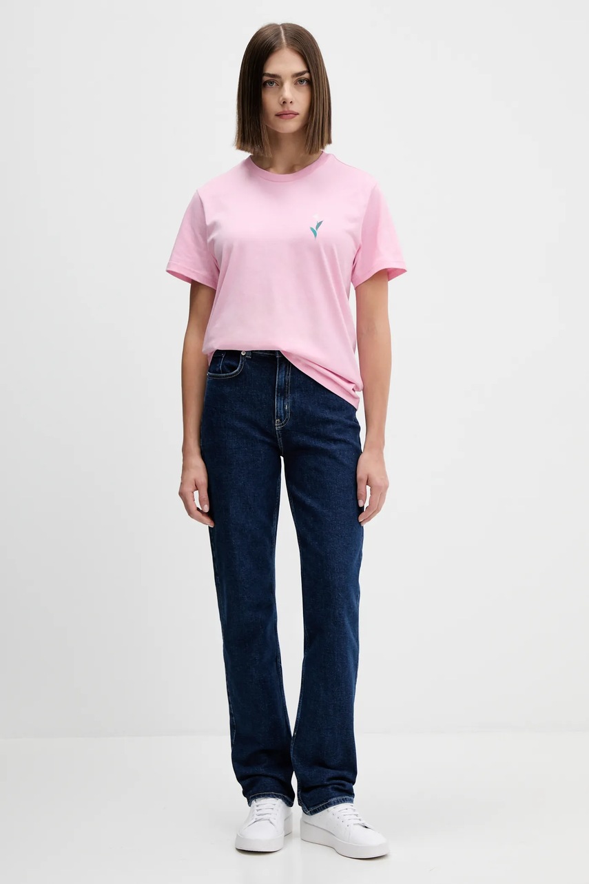 Хлопковая футболка adidas House of Tiro цвет розовый JV8524