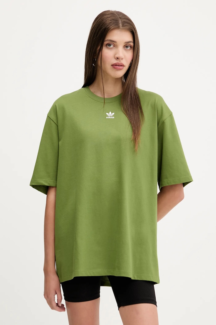 adidas Originals tricou din bumbac Essentials culoarea verde, JW5077