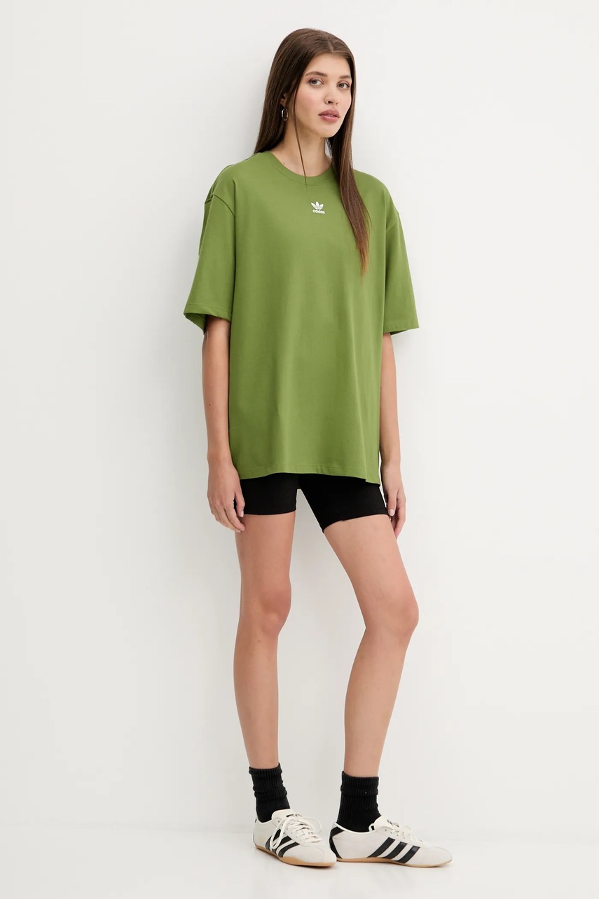 Хлопковая футболка adidas Originals Essentials цвет зелёный JW5077