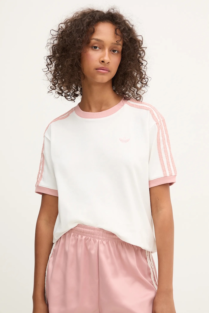 adidas Originals tricou Ruffle 3S Tee culoarea alb, KC8821