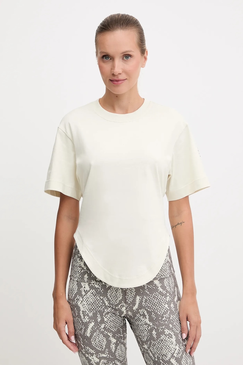 adidas by Stella McCartney tricou de antrenament culoarea bej, JX6775