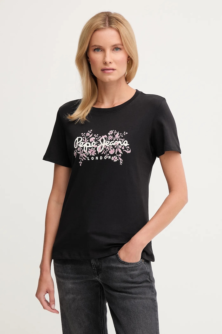 Pepe Jeans tricou din bumbac culoarea negru, PL5000049