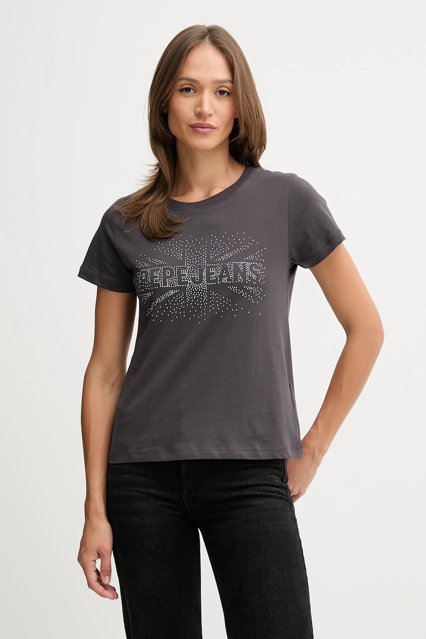 Pepe Jeans tricou din bumbac culoarea gri, PL5000026