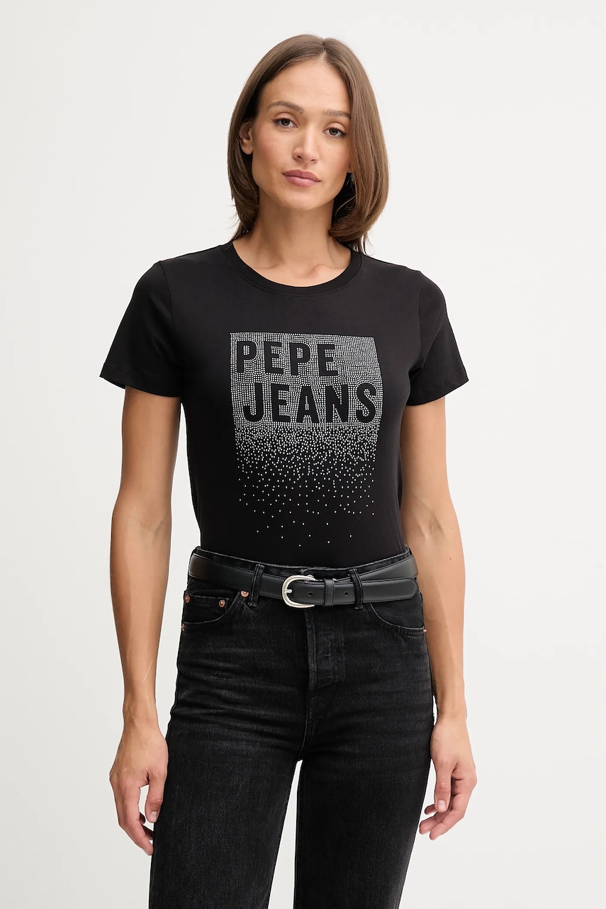 Pepe Jeans tricou din bumbac culoarea negru, PL5000020