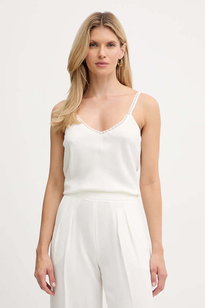 Levně Top s příměsí hedvábí Twinset béžová barva, 252TT2411